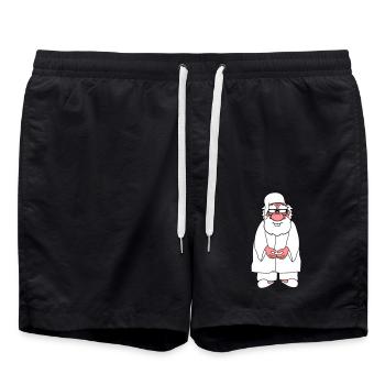 opa alt grossvater schlafanzug mantel muetze muede - Badeshorts - Schwarz - Vorne - AI Model Male 185 light (185cm)