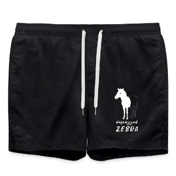 Defragged Zebra Informatiker Admin Geek Geschenk - Badeshorts - Schwarz - Vorne - AI Model Male 185 light (185cm)
