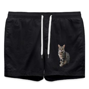 Chat Chaton Chat Chemise Chat T-shirt Cadeau - Short de bain - noir - Devant - AI Model Male 185 light (185cm)