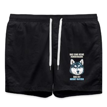 Husky Glitzer Hundehalter Hundehaare - Badeshorts - Schwarz - Vorne - AI Model Male 185 light (185cm)