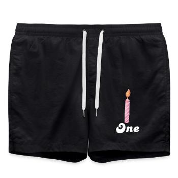 1e anniversaire bougie - Short de bain - noir - Devant - AI Model Male 185 light (185cm)