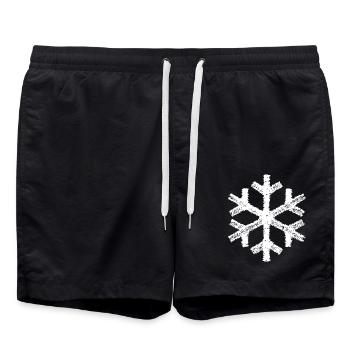 Schneeflocke Schnee Winter Weihnachten Eis Rutsch - Badeshorts - Schwarz - Vorne - AI Model Male 185 light (185cm)