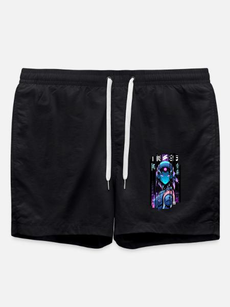 Cyborg Woman Futuristic Robot - Swim Trunks - black