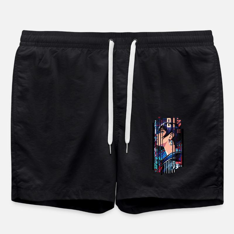 Futuristic Cyborg Woman - Swim Trunks - black