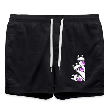 3 Llamas Chewing Gum Team Crew Friends regardant de côté - Short de bain - noir - Devant - AI Model Male 185 light (185cm)
