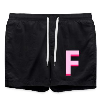 Pop- und moderner rosa Buchstabe f - Badeshorts - Schwarz - Vorne - AI Model Male 185 light (185cm)