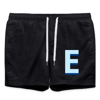 Pop und moderner blauer Buchstabe e - Badeshorts - Schwarz - Vorne - AI Model Male 185 light (185cm)