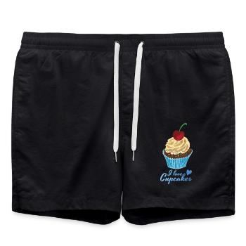 I love cupcakes - Swim Trunks - black - Front - AI Model Male 185 light (185cm)