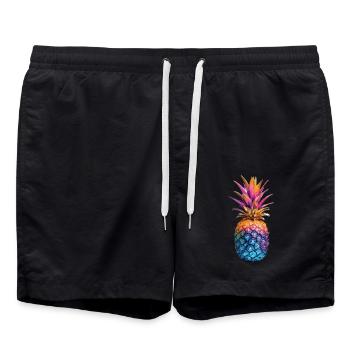 Ananas - Badeshorts - Schwarz - Vorne - AI Model Male 185 light (185cm)