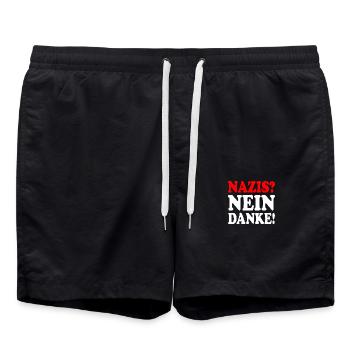 Nazis nein danke - Badeshorts - Schwarz - Vorne - AI Model Male 185 light (185cm)