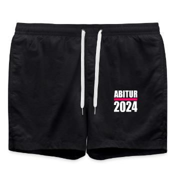 Abitur 2024 - Badeshorts - Schwarz - Vorne - AI Model Male 185 light (185cm)