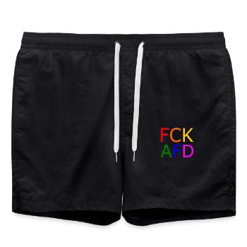 Fck afd - Badeshorts - Schwarz - Vorne - AI Model Male 185 light (185cm)