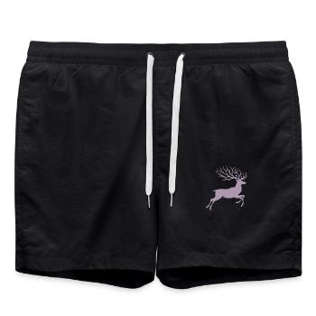 Reindeer Silhouette Deer Antlers Christmas - Swim Trunks - black - Front - AI Model Male 185 light (185cm)