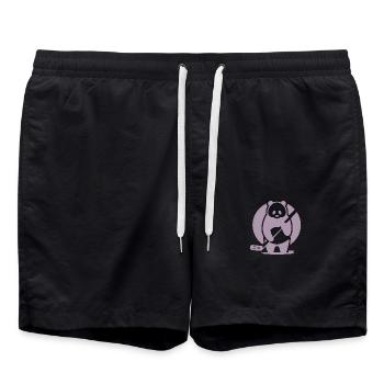 Panda Eishockey Spieler Silhouette - Badeshorts - Schwarz - Vorne - AI Model Male 185 light (185cm)