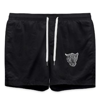 leopard Kopf weiß - Badeshorts - Schwarz - Vorne - AI Model Male 185 light (185cm)