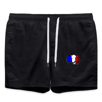 Drapeau de la France main poing - Short de bain - noir - Devant - AI Model Male 185 light (185cm)