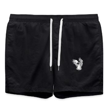 Vintager Kakadu Splash Vogel Portrait Zeichnung - Badeshorts - Schwarz - Vorne - AI Model Male 185 light (185cm)