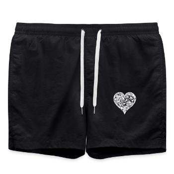 Géométrique ludique tatouage forme coeur - Short de bain - noir - Devant - AI Model Male 185 light (185cm)