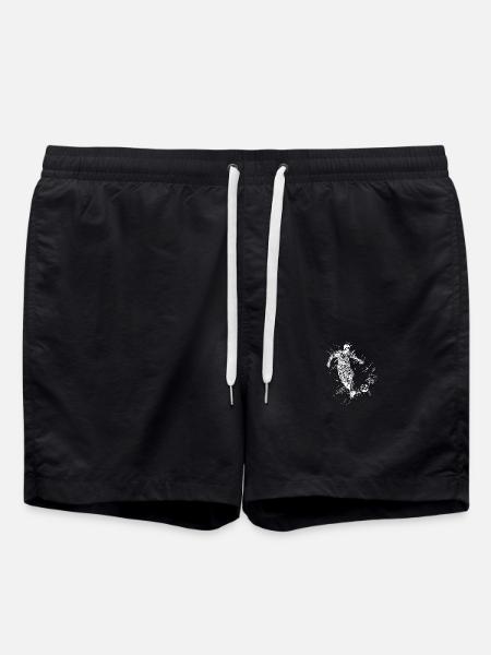 Retro Fussballspieler tritt einen Ball - Badeshorts - Schwarz