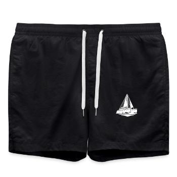 Sport Katamaran großes Segelboot mit Segeln - Badeshorts - Schwarz - Vorne - AI Model Male 185 light (185cm)