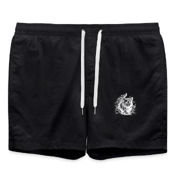 Mignon petit chat domestique dans le style de tatouage - Short de bain - noir - Devant - AI Model Male 185 light (185cm)
