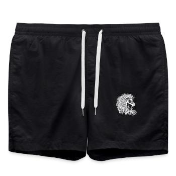 Galoppierendes Pferd mit Mähne im Wind - Badeshorts - Schwarz - Vorne - AI Model Male 185 light (185cm)