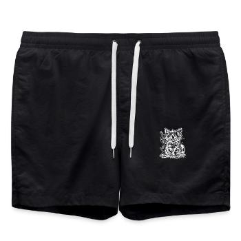 Joli petit chat dans le style de tatouage graffiti - Short de bain - noir - Devant - AI Model Male 185 light (185cm)