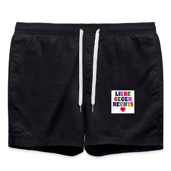 Liebe gegen rechts - Badeshorts - Schwarz - Vorne - AI Model Male 185 light (185cm)