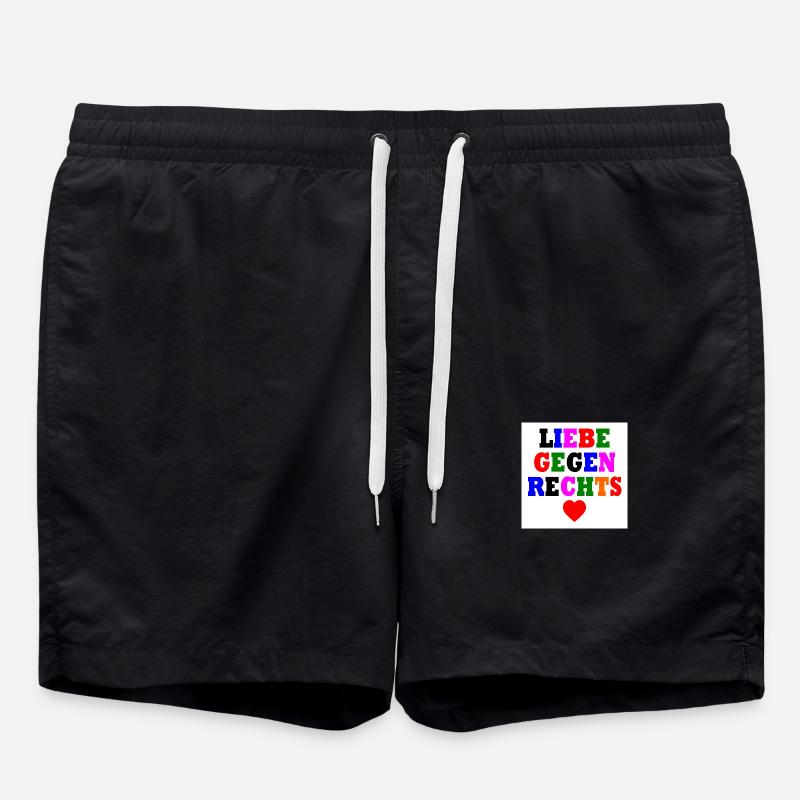 Liebe gegen rechts - Badeshorts - Schwarz