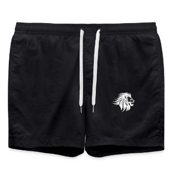 Blowing Mane Lion Head Tattoo Ink Style - Swim Trunks - black - Front - AI Model Male 185 light (185cm)