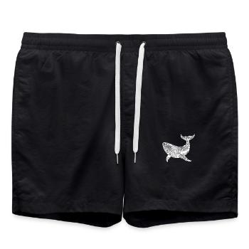 Vintage Whale Huge Floating Sea Creature - Swim Trunks - black - Front - AI Model Male 185 light (185cm)