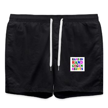 Gegen rechts - Badeshorts - Schwarz - Vorne - AI Model Male 185 light (185cm)
