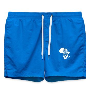 Africa Continent Masks Tattoo Style Jewelry - Swim Trunks - cobalt blue - Front