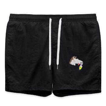 Pferdekopf Eiskrem Kinder Sommer Kind Pferd Pferde - Swim Trunks - black - Front - AI Model Male 185 light (185cm)