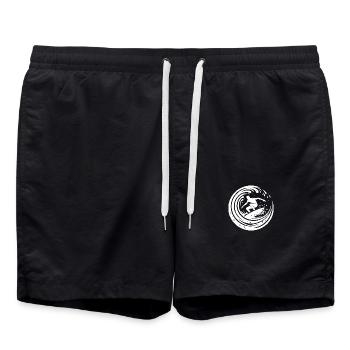 Sportlicher Surfer der in der Welle surft - Badeshorts - Schwarz - Vorne - AI Model Male 185 light (185cm)