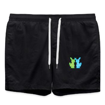 Bunny Bunny Retro Lapin Rongeur Rongeur Rongeur des années 80 - Short de bain - noir - Devant - AI Model Male 185 light (185cm)