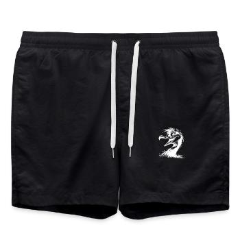 Funny Cormoran Big Eyes Pencil Sketch - Swim Trunks - black - Front - AI Model Male 185 light (185cm)