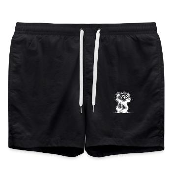 Dirty Fuzzy Bear Kids Drawing - Swim Trunks - black - Front - AI Model Male 185 light (185cm)