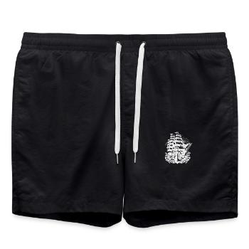 Sailing Ship with Set Sails Anchor Steering Wheel - Swim Trunks - black - Front - AI Model Male 185 light (185cm)