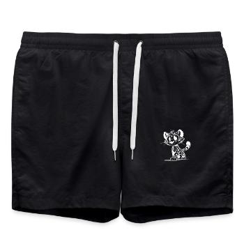 Petit léopard avec des taches et de grands yeux - Short de bain - noir - Devant - AI Model Male 185 light (185cm)