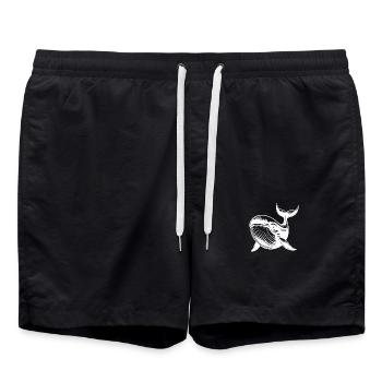 Beautiful Diver Blue Whale Pencil Sketch - Swim Trunks - black - Front - AI Model Male 185 light (185cm)