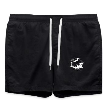 Requin-marteau et plongeur flottant sous l’eau - Short de bain - noir - Devant - AI Model Male 185 light (185cm)