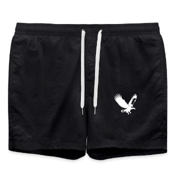 Eleganter Adler im Anflug mit breiten Flügeln - Badeshorts - Schwarz - Vorne - AI Model Male 185 light (185cm)