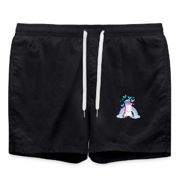 80er 90er Regenbogen Einhorn Einhörner Vintage - Badeshorts - Schwarz - Vorne - AI Model Male 185 light (185cm)