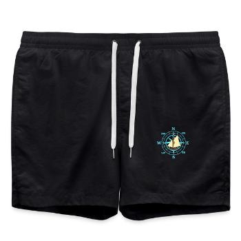 Compass Sailing Ship Ship Ships Travel - Swim Trunks - black - Front - AI Model Male 185 light (185cm)
