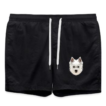 westi motiv, Westhighland Terrier, jagdhunde - Badeshorts - Schwarz - Vorne - AI Model Male 185 light (185cm)