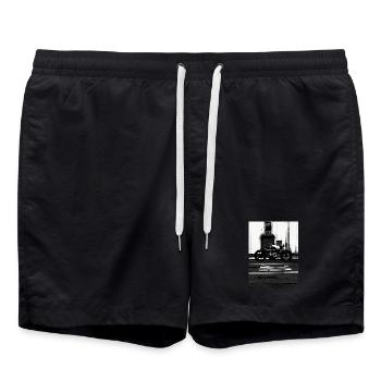 Photo urbaine en noir et blanc à moto - Short de bain - noir - Devant - AI Model Male 185 light (185cm)