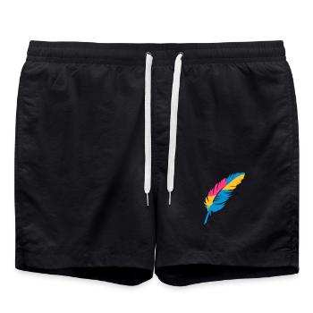Une plume colorée - Short de bain - noir - Devant - AI Model Male 185 light (185cm)