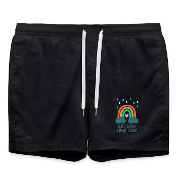 Nach Regen kommt Sonne - Regenbogen mit Herz - Badeshorts - Schwarz - Vorne - AI Model Male 185 light (185cm)