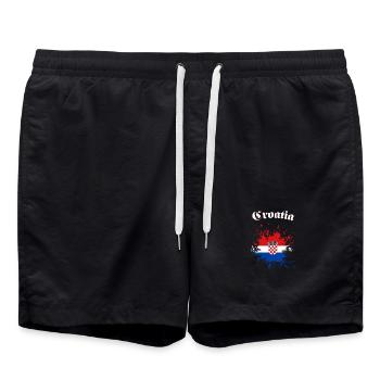 Kroatien Splatter Croatia - Badeshorts - Schwarz - Vorne - AI Model Male 185 light (185cm)